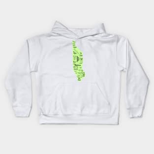 new york city/manhattan map - green Kids Hoodie